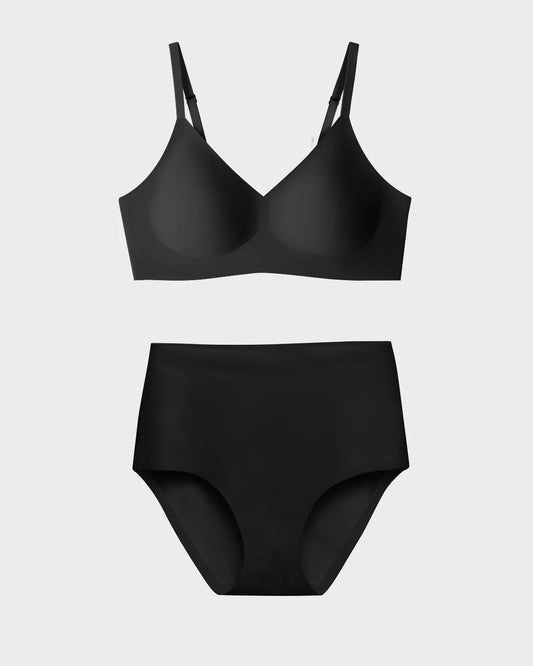 EBY Bra & Panty Set Relief (Relief Bra & High Waisted) - Black