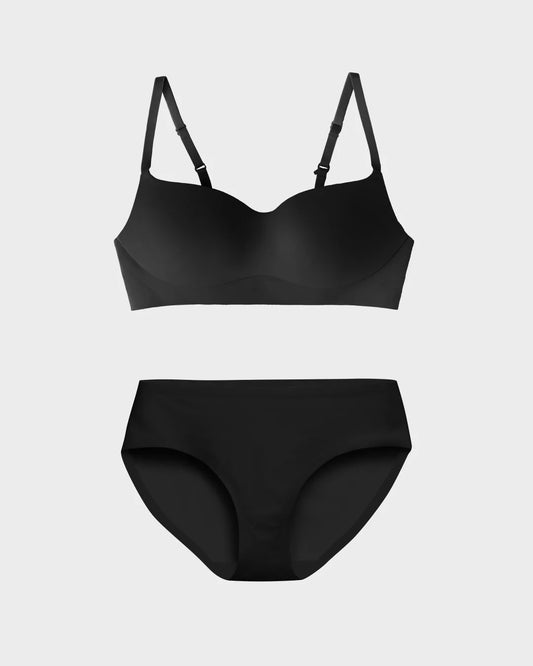 EBY Bra Bra & Panty Set (One Piece Contour Bra & Brief) - Black
