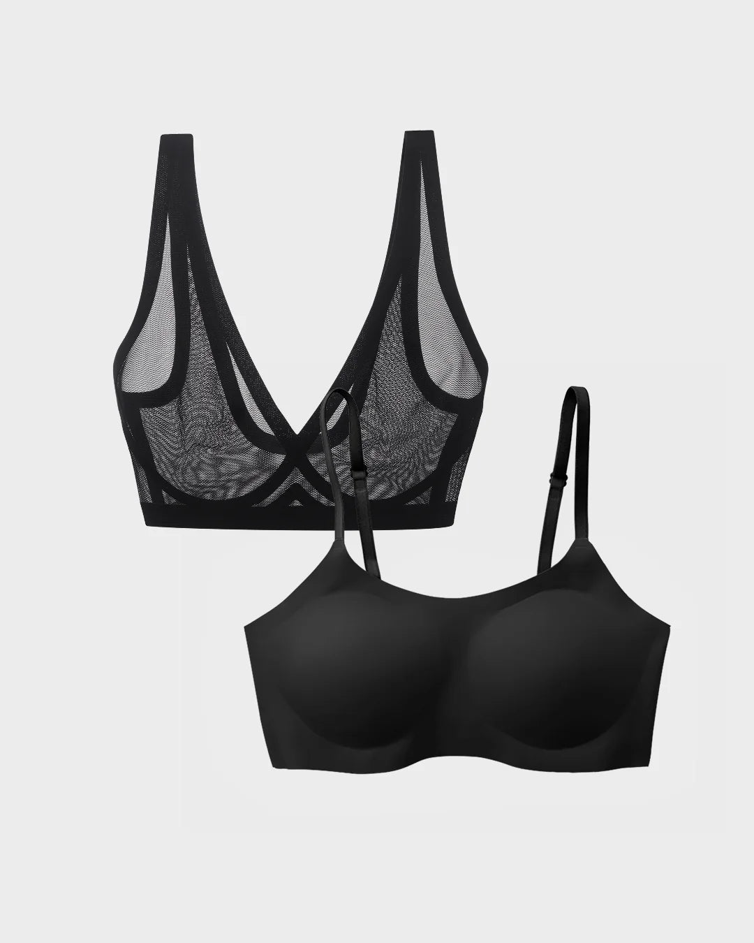 EBY Bra 2 Bra Bundle (Sheer & Support Bralette) - Black