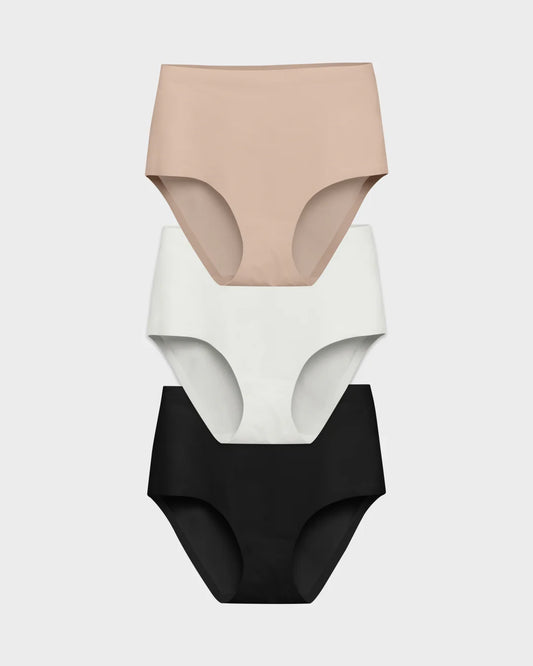 EBY Bra 3 Panty Bundle - Nude, Pearl, & Black High Waisted