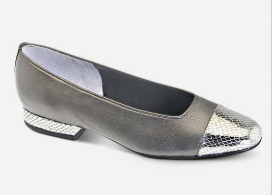Marmi Shoes Vaneli Fc-313 - Pewter Pearl Nappa/Silver Snake Print