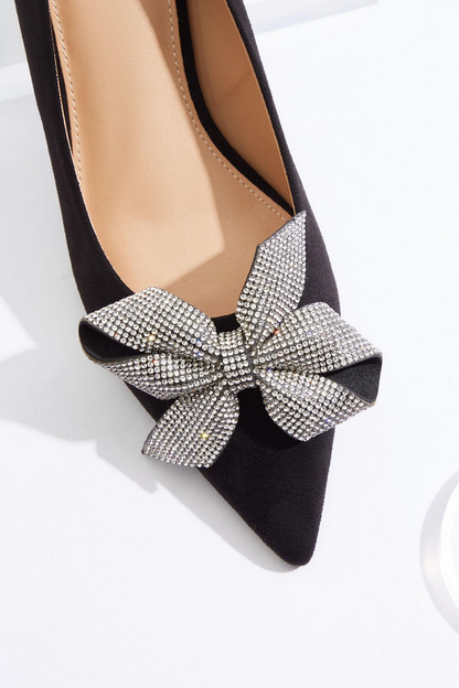 Cato Fashions Bling Bow Low Heel Pumps - IDEAL BLACK