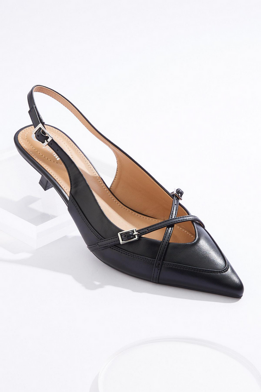 Cato Fashions Criss Cross Buckle Slingback Pumps - IDEAL BLACK