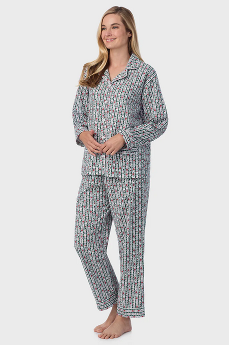 Lanz of Salzburg Women's Classic Hunter Tyrolean Stripe Flannel Pajama