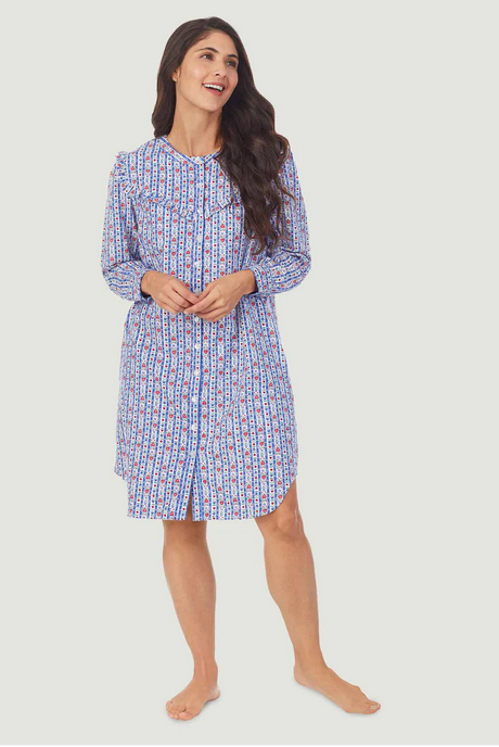 Lanz of Salzburg Women's Blue Tyrolean Womens Flannel Nightshirt
