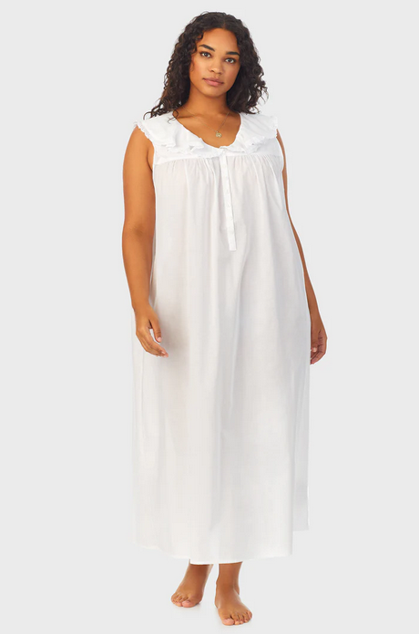 Lanz of Salzburg Women's White Cotton Dream Long Nightgown Plus