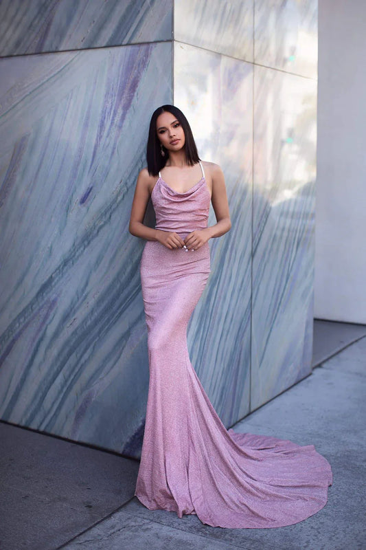 Alamour The Label Tanisha Lurex Gown - Dusty Pink