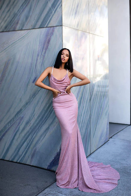 Alamour The Label Tanisha Lurex Gown - Dusty Pink
