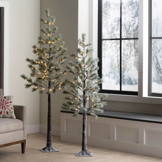 VivaTerra Indoor/Outdoor LED Snowy Pine Tree, 70"H