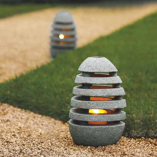 VivaTerra Slotted Zen Stone Lantern