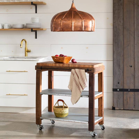 VivaTerra Tall Oblong Hanging Lamp - Copper Finish