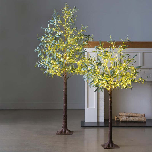 VivaTerra Indoor/ Outdoor Faux Lighted Olive Tree, 7' - Natural