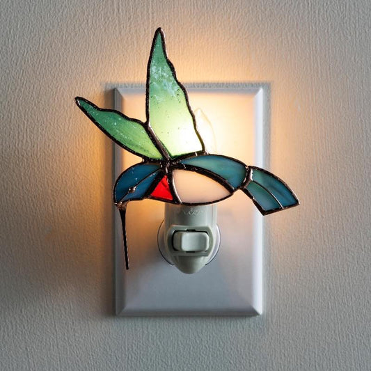 VivaTerra Stained Glass Hummingbird Nightlight