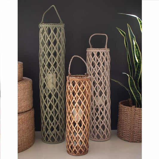 VivaTerra Tall Willow Lanterns, set of 3