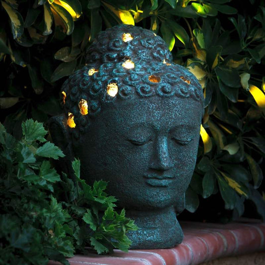 VivaTerra Buddha Head Garden Lantern