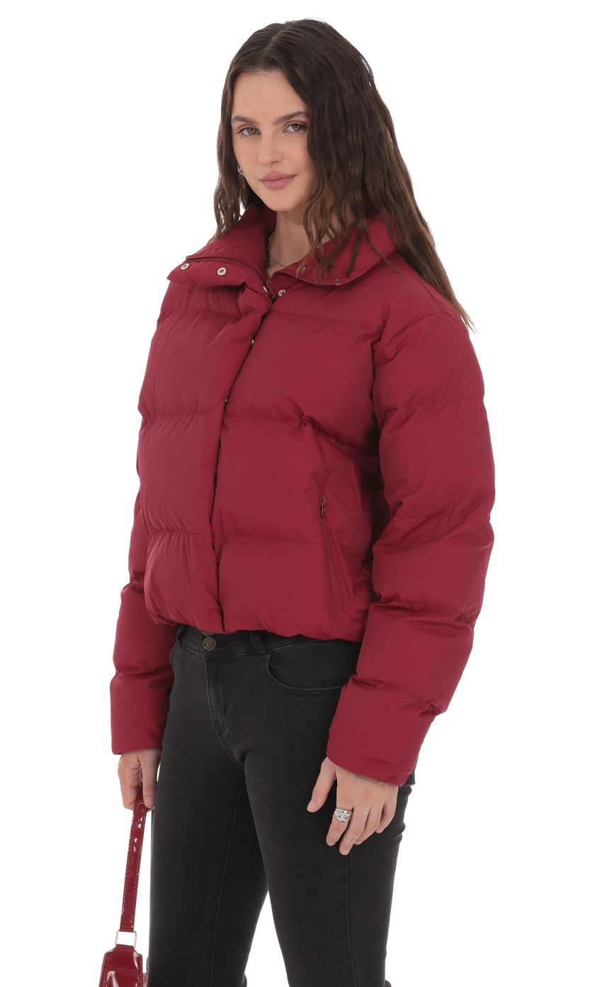 Lucy In The Sky Puffer Jacket in Deep Red