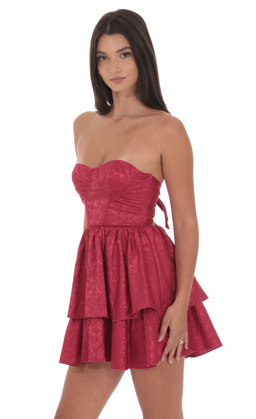 Lucy In The Sky Jacquard Corset A-line Dress in Rose