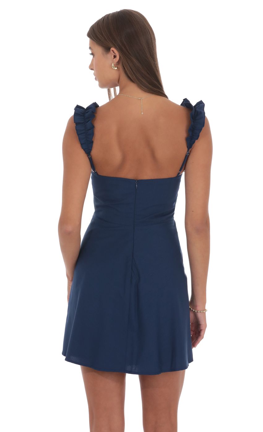 Lucy In The Sky Ruffle Strap A-line Dress in Navy