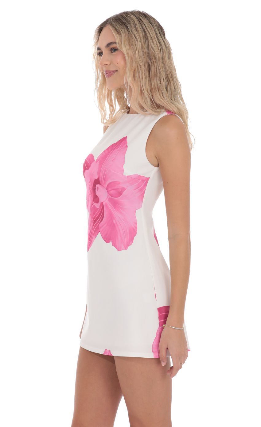 Lucy In The Sky Floral High Neck Dress in White