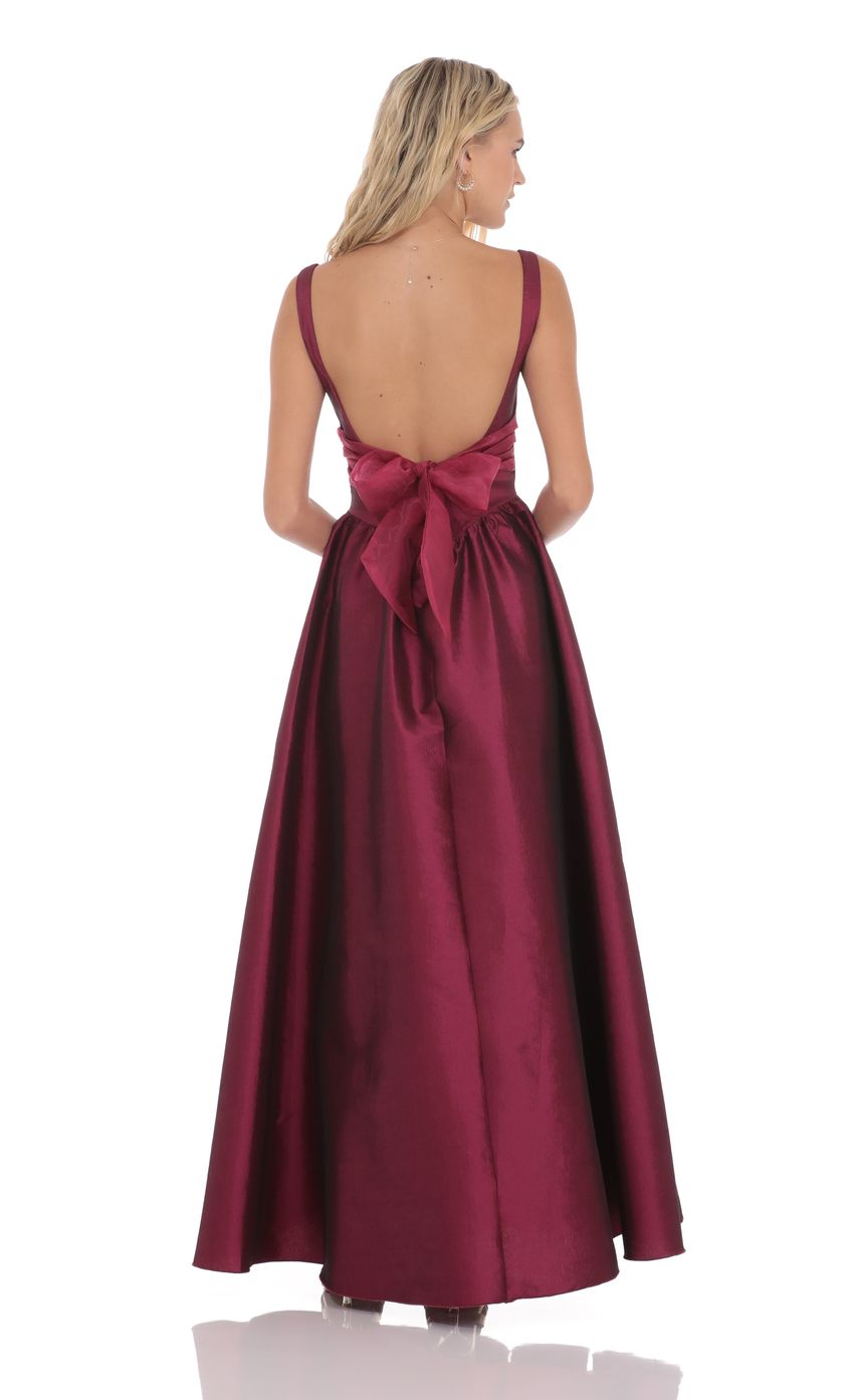 Lucy In The Sky Back Bow Gown in Plum