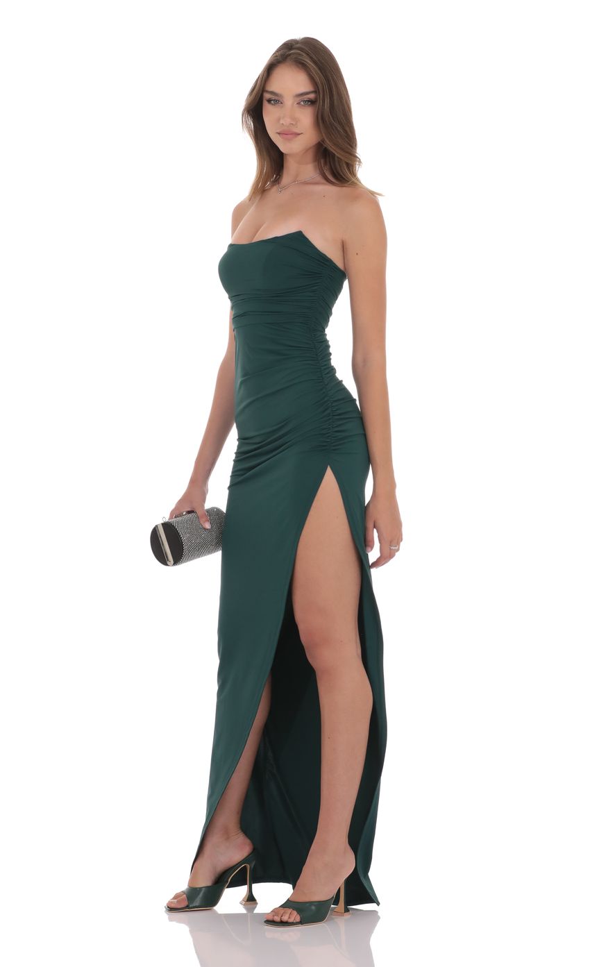 Lucy In The Sky Corset Strapless Maxi Dress in Green