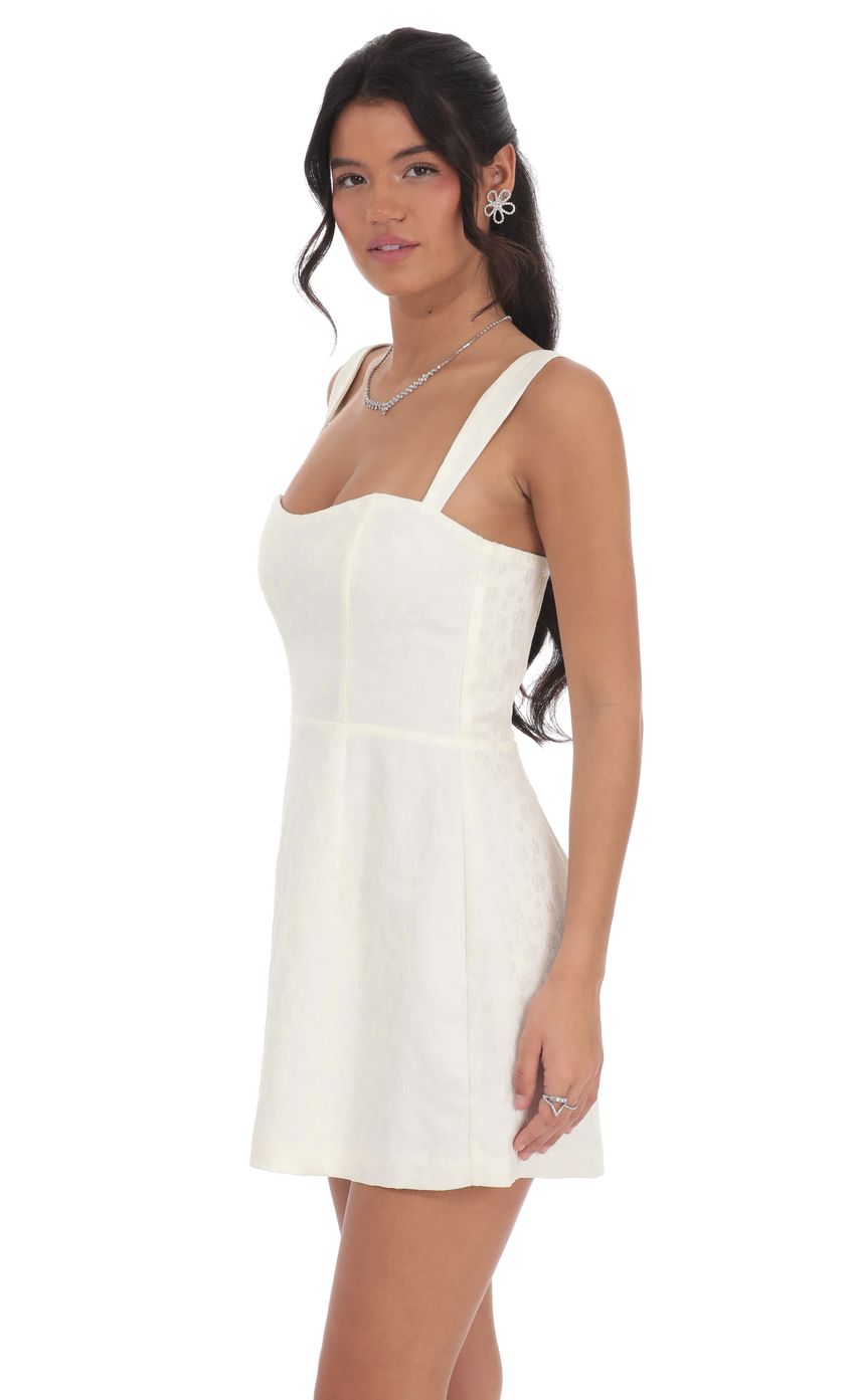 Lucy In The Sky Jacquard Corset A-Line Dress in White