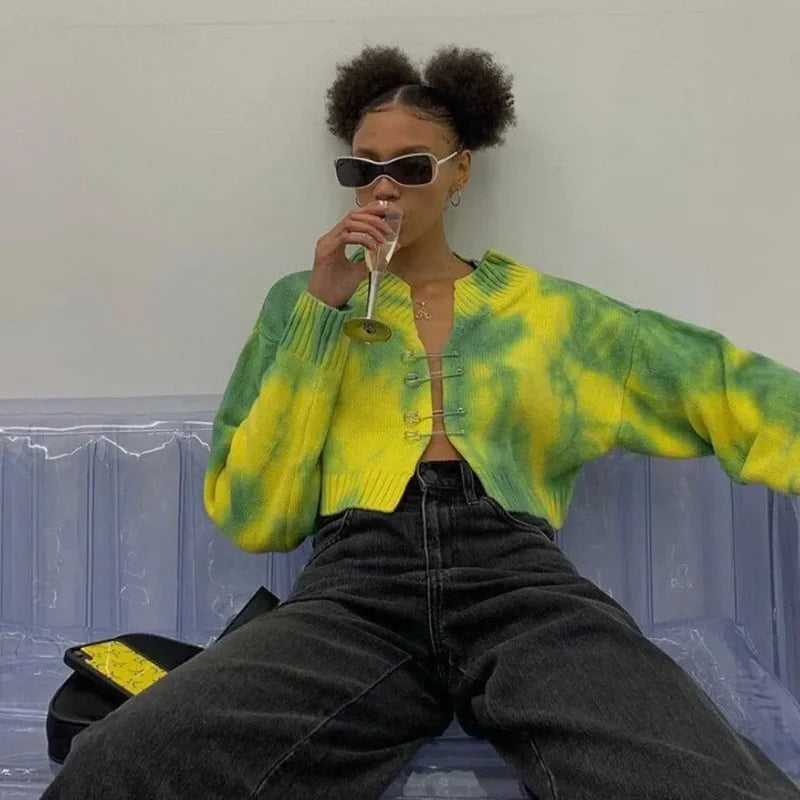 Mermaid Way Ethna Yellow Safety Pin Knitted Cardigan