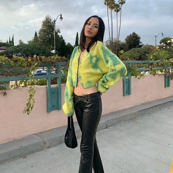 Mermaid Way Ethna Yellow Safety Pin Knitted Cardigan