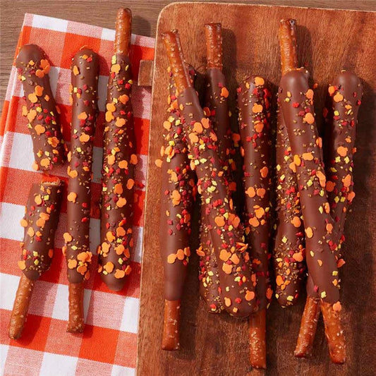 Mrs Prindables Fall Harvest Chocolate & Caramel Dipped Pretzels