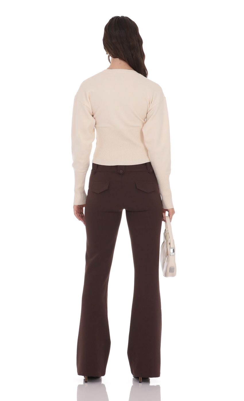 Lucy In The Sky Low Rise Boot Cut Pants in Brown
