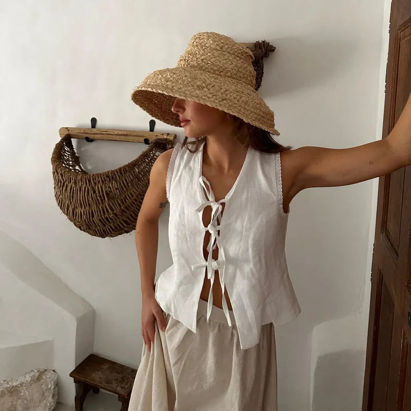 Mermaid Way Fiorello Sleeveless Lace Trim Top