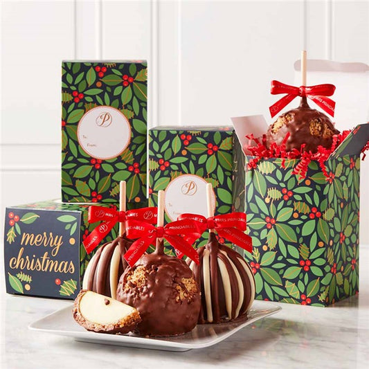 Mrs Prindables Golden Holly Caramel Apple Gift Set of 4