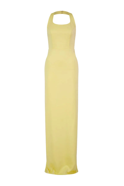 Alamour The Label Hallie Butter Yellow Satin Gown