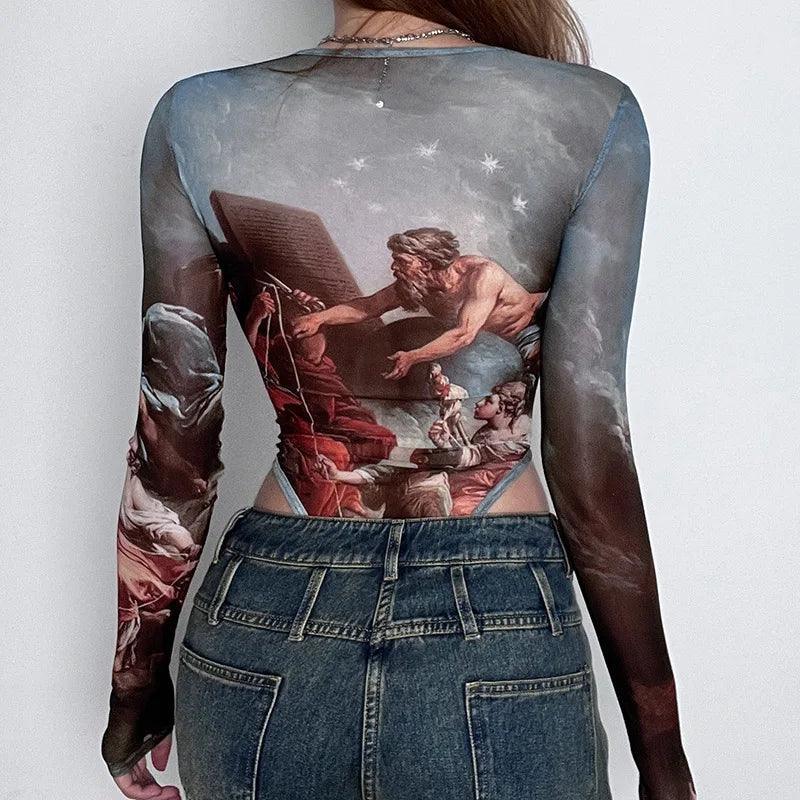 Mermaid Way In Love Again Vintage Bustier Mesh Bodysuit