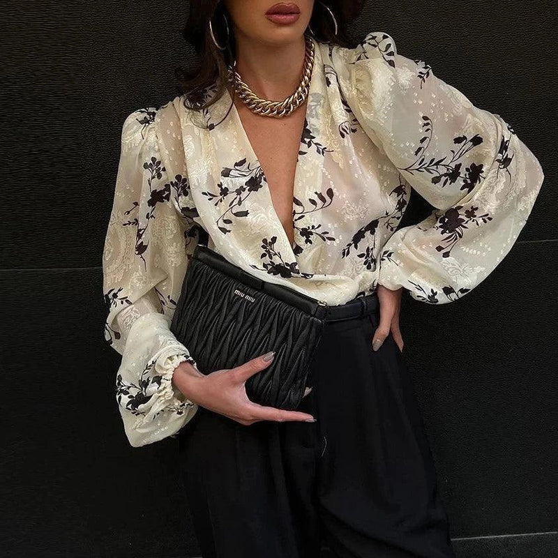 Mermaid Way Let It Be Ivory V-Neck See-Through Blouse