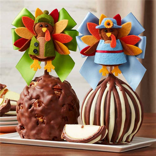 Mrs Prindables Mr. & Mrs. Turkey Jumbo Caramel Apple Gift Set