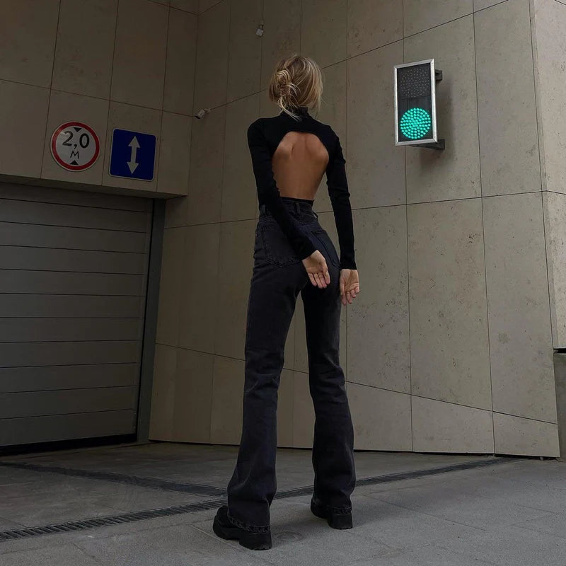 Mermaid Way Night Out Long Sleeve Backless Bodysuit