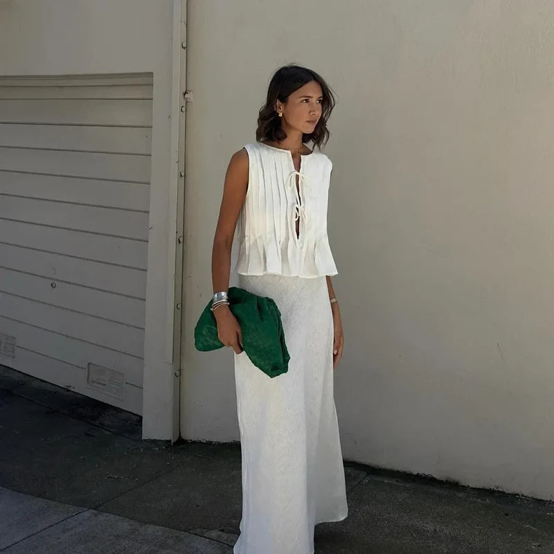 Mermaid Way Perilla Cotton Pleated Top