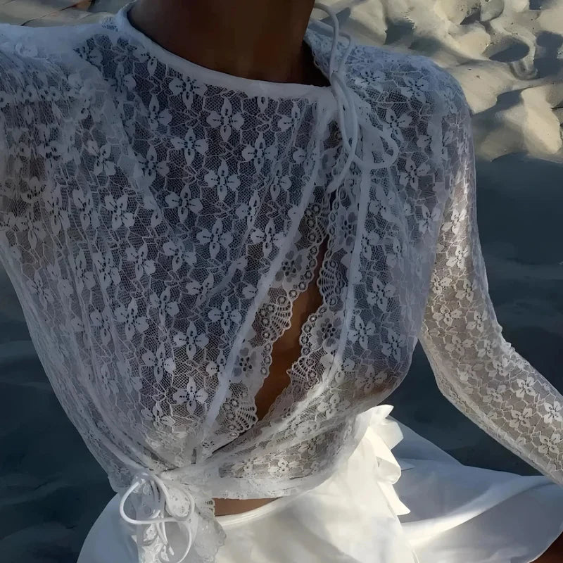 Mermaid Way Sonnet Floral Lace Trim Top