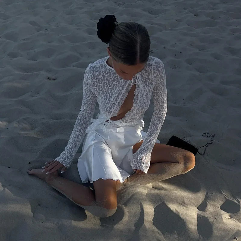 Mermaid Way Sonnet Floral Lace Trim Top