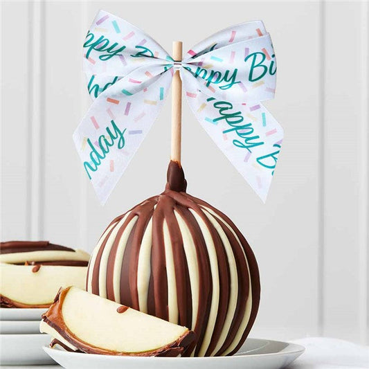 Mrs Prindables Triple Chocolate Happy Birthday Ribbon Jumbo Caramel Apple