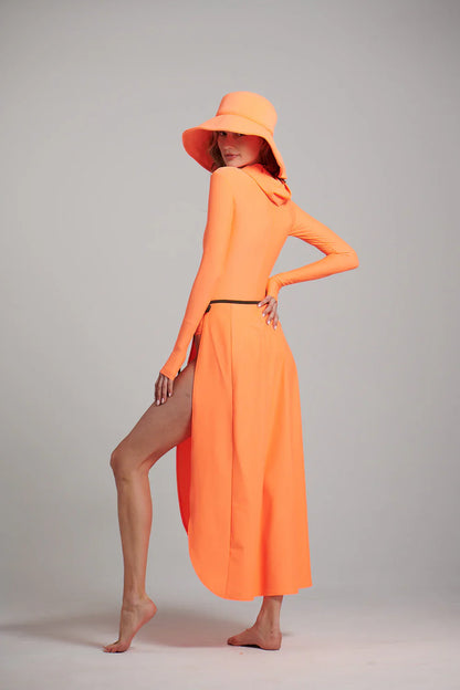 Watskin Sunwear Olivia Wrap Skirt in Neon Orange