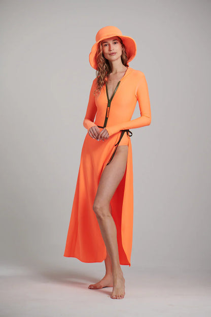 Watskin Sunwear Olivia Wrap Skirt in Neon Orange